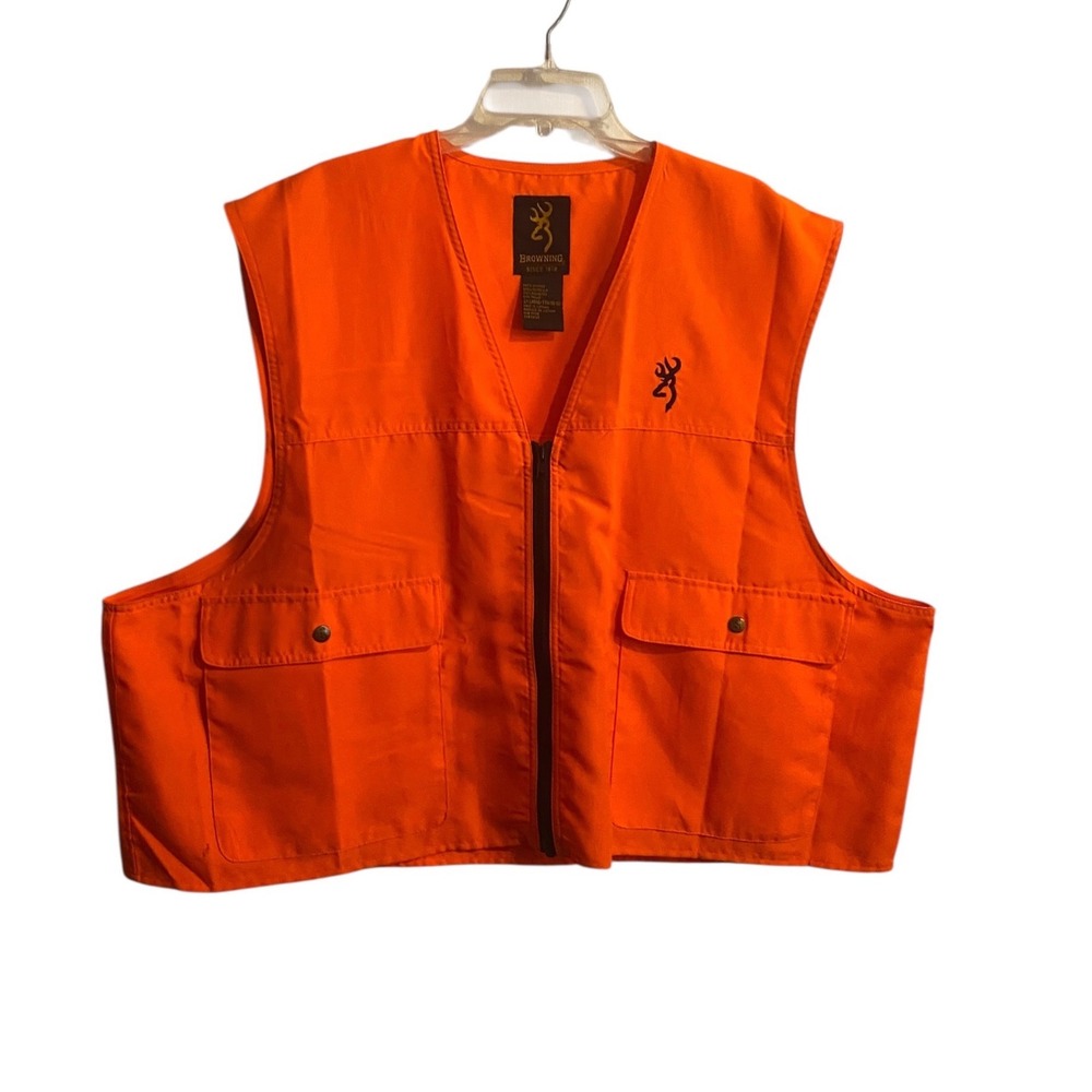 Browning Mens Hunting Vest 2XL Blaze Orange High Vis Full Zip Pockets